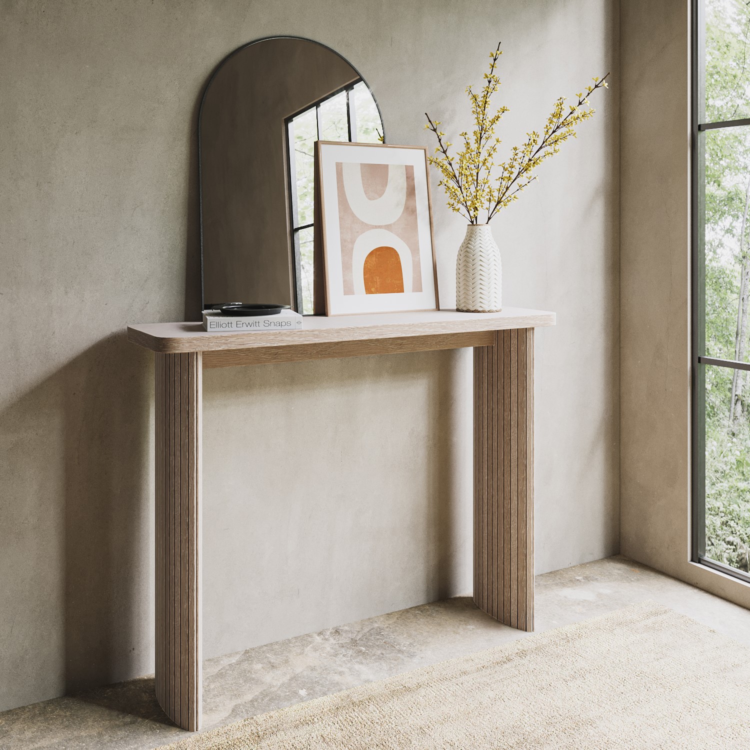 Slim & Narrow Light Oak Console Table - Jarel - Furniture123