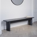 JAR016A Large Black Oak Dining Bench with Fluted Legs  -  180cm  -  Seats 3  -  Jarel