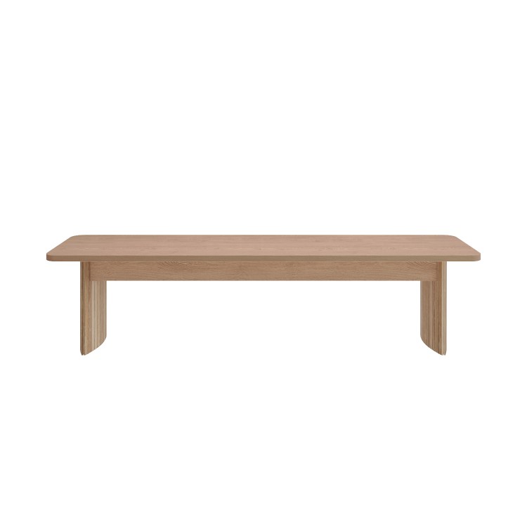 Large Light Oak Dining Bench with Fluted Legs  -  180cm  -  Seats 3  -  Jarel