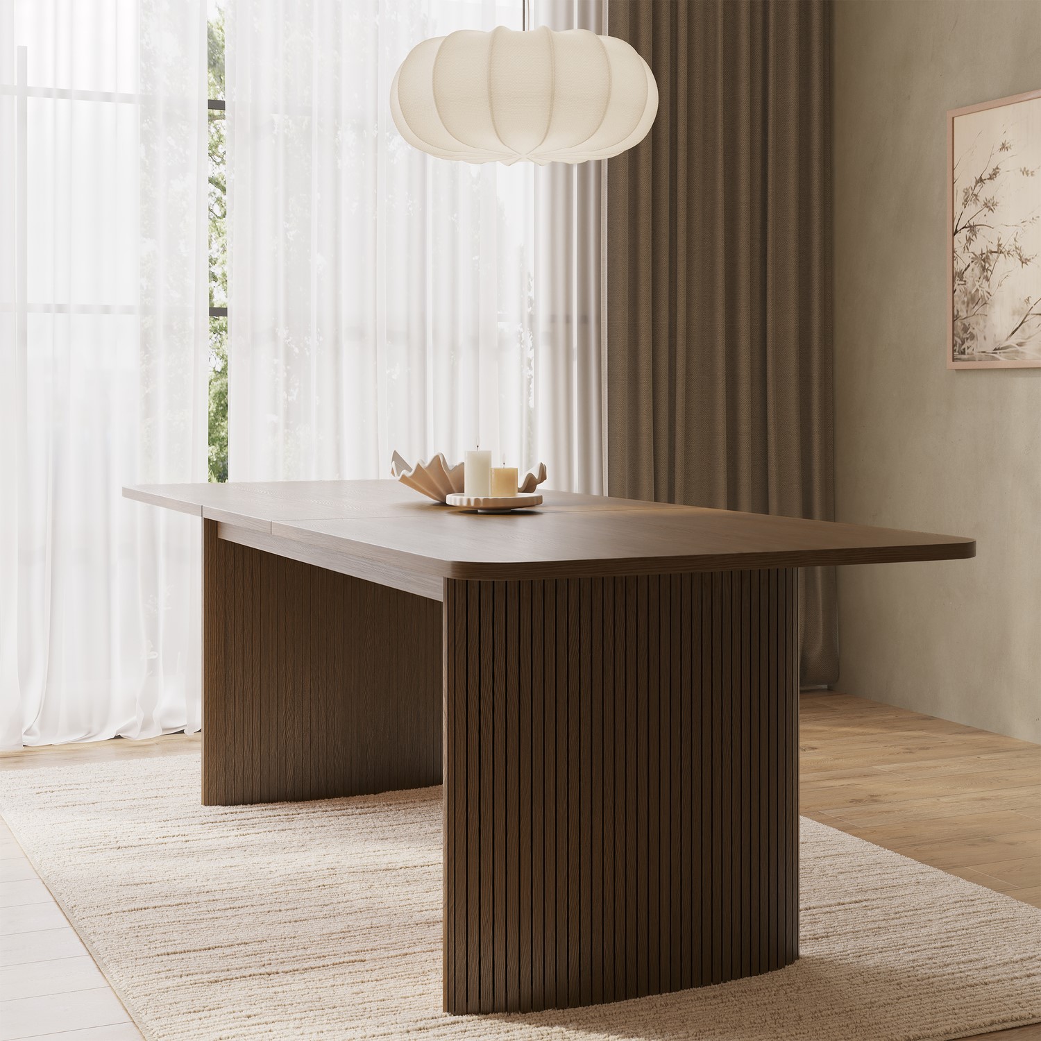 Large Walnut Extendable Dining Table Seats 6 8