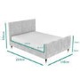 Mid-Century Modern Double Bed Frame in Light Grey Velvet - Jasmine