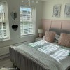 Mid-Century Modern Double Bed Frame in Light Grey Velvet - Jasmine