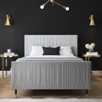 Grey Velvet Mid Century King Size Bed Frame with Legs - Jasmine