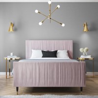 Pink Velvet Mid-Century Double Bed Frame - Jasmine