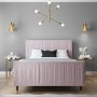 Pink Velvet Mid-Century Double Bed Frame - Jasmine