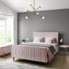 Pink Velvet Mid-Century Double Bed Frame - Jasmine