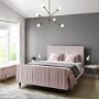 Pink Velvet Mid-Century Double Bed Frame - Jasmine