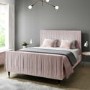 Pink Velvet Mid-Century Double Bed Frame - Jasmine