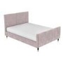 Pink Velvet Mid-Century Double Bed Frame - Jasmine