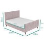 Pink Velvet Mid-Century Double Bed Frame - Jasmine