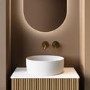 Matt White Round Stone Resin Deep Countertop Basin with Waste 400mm - Jasper