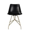 Black Luxury Leather Swivel Desk Chair with Gold Legs - Jaxon