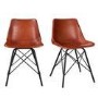 Set of 2 Retro Dining Chairs in Tan Leather - Jaxon