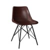 Set of 2 Dark Red Leather Dining Chairs - Retro Industrial - Jaxon