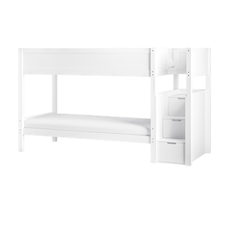 Bunk Bed with Stairs and Storage in White - Jaycee