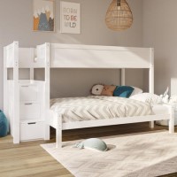 GRADE A1 - Triple Bunk Bed with Storage Stairs - Single & Double - Jaycee GRADE A1 - Triple Bunk Bed with Storage Stairs - Single & Double - Jaycee