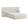 ONLY OPENED - Cream Upholstered King Size Ottoman Bed with Wide Headboard and Floating Bedside Tables - Jacques