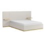 ONLY OPENED - Cream Upholstered King Size Ottoman Bed with Wide Headboard and Floating Bedside Tables - Jacques
