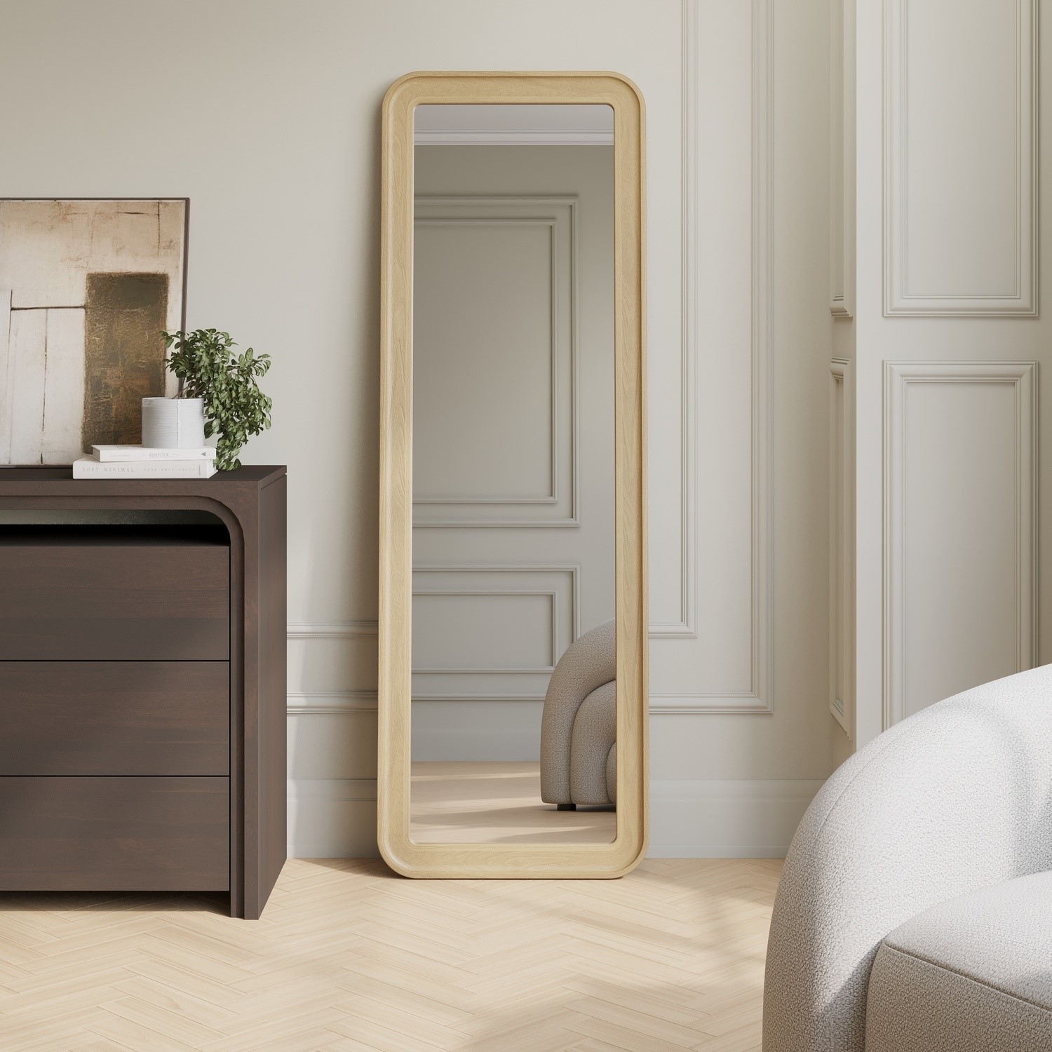 Light Wood Freestanding Full Length Mirror