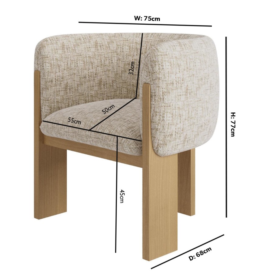 Beige Textured Fabric Curved Armchair – Jordyn 