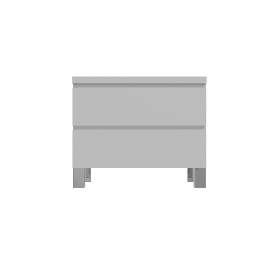 GRADE A1 - Jenson Grey High Gloss Bedside Table with 2 Drawers