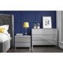 GRADE A1 - Jenson Grey High Gloss Bedside Table with 2 Drawers