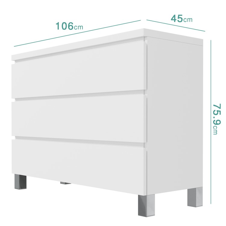 Jenson White High Gloss 3 Chest of Drawers