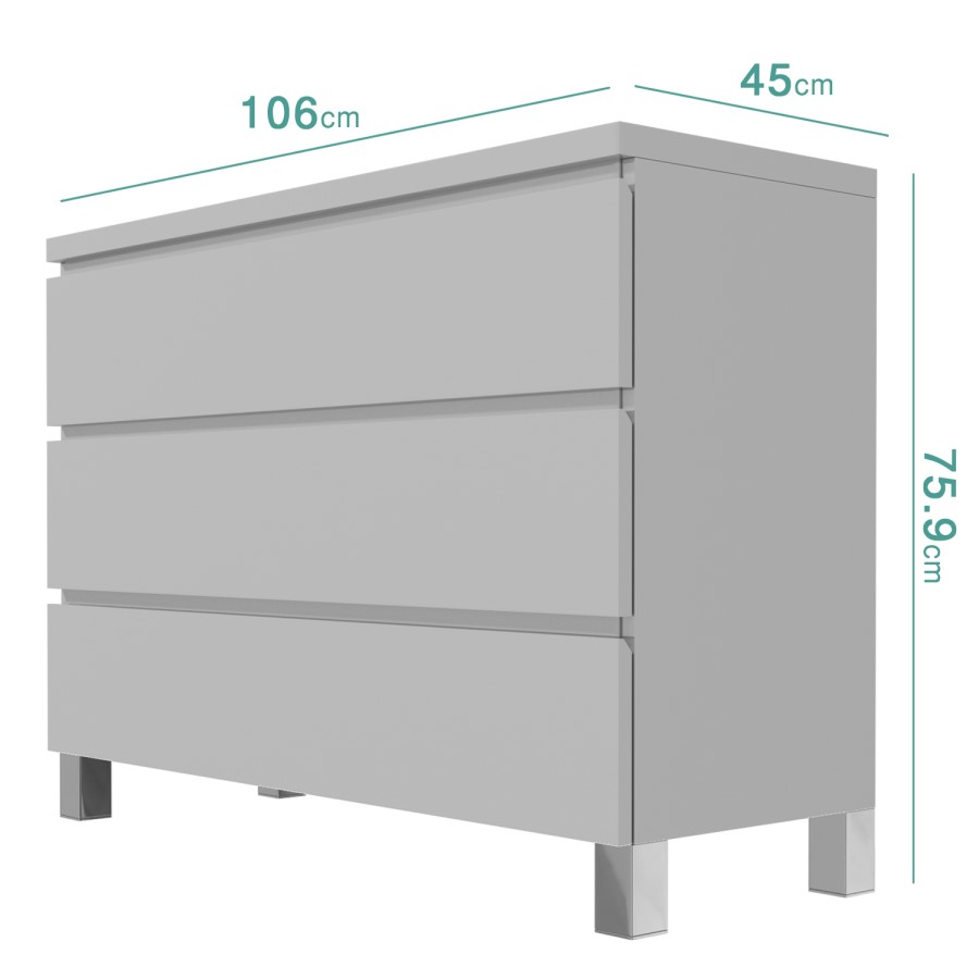 Jenson Grey High Gloss 3 Drawer Chest