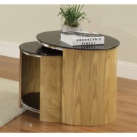 Jual Furnishings Curved Oak Glass Top Nest of Tables