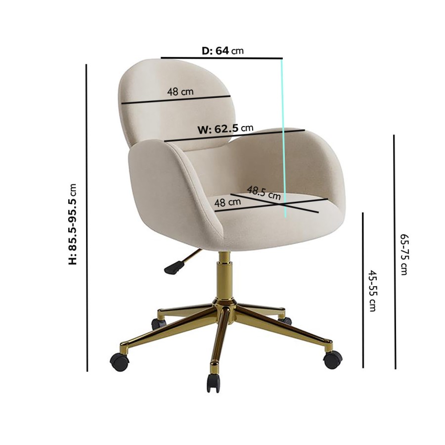 ONLY OPENED - Beige Chenille Swivel Office Chair - Joelle