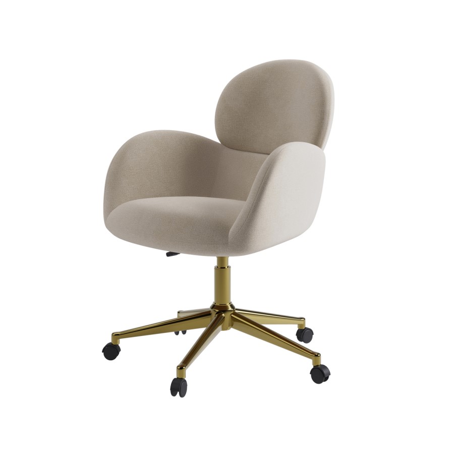 Beige Chenille Swivel Office Chair - Joelle