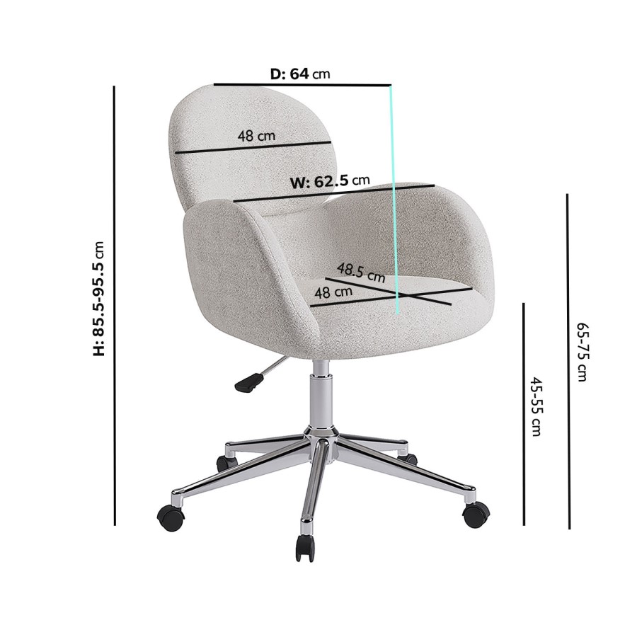 ONLY OPENED - Beige Boucle Swivel Office Chair - Joelle
