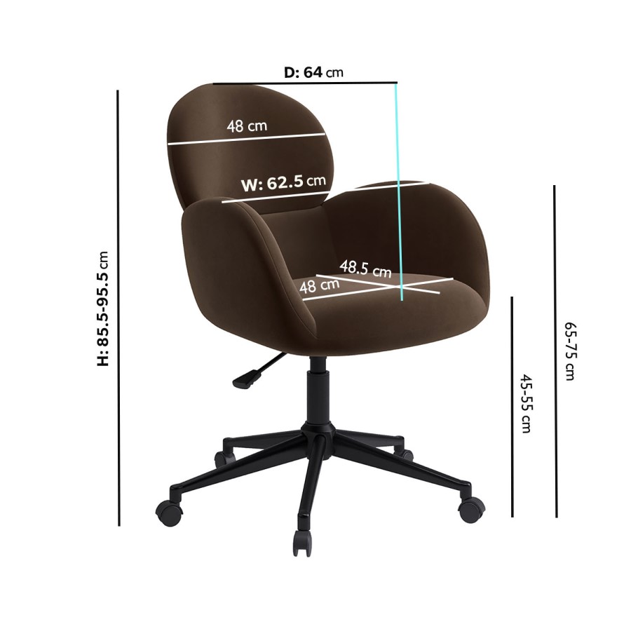 ALMOST PERFECT - Brown Velvet Swivel Office Chair - Joelle