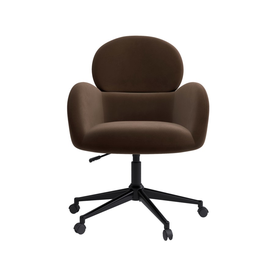 Brown Velvet Swivel Office Chair - Joelle