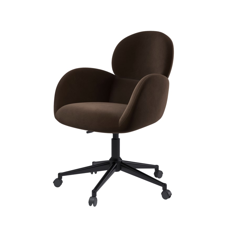 Brown Velvet Swivel Office Chair - Joelle