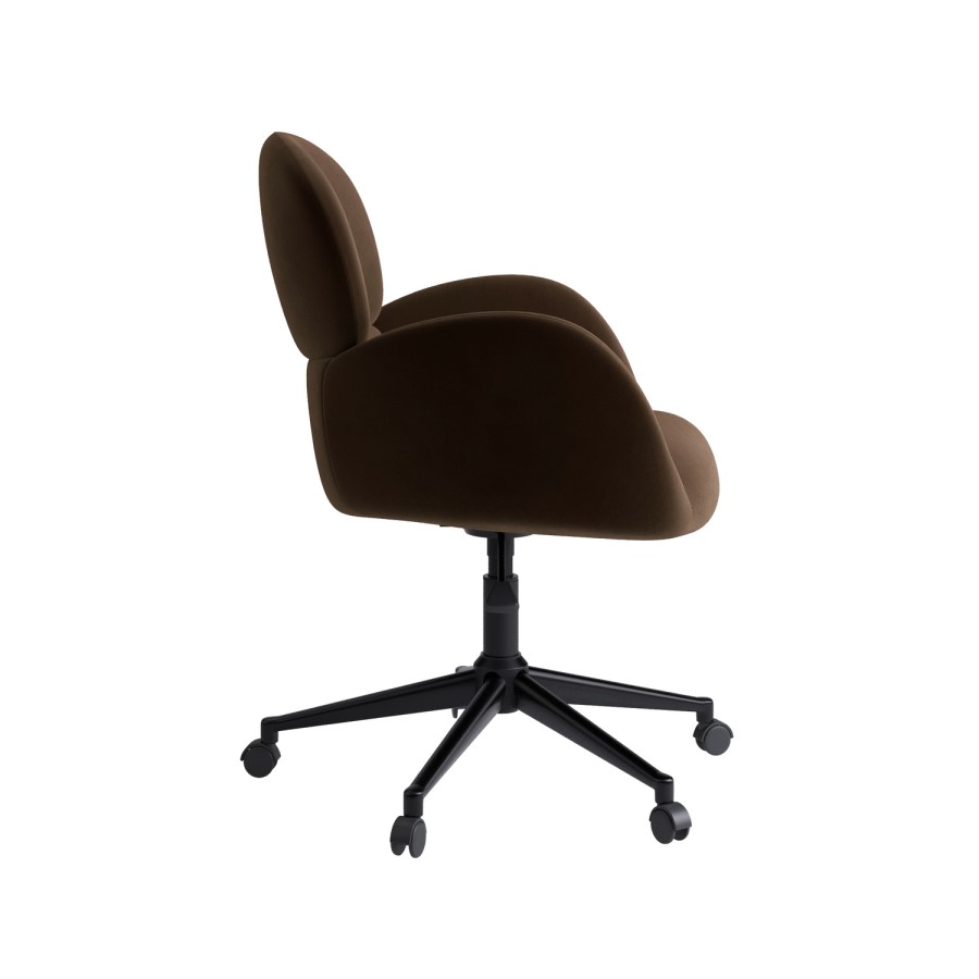 ALMOST PERFECT - Brown Velvet Swivel Office Chair - Joelle