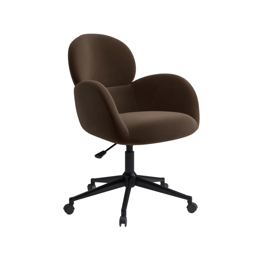 ALMOST PERFECT - Brown Velvet Swivel Office Chair - Joelle