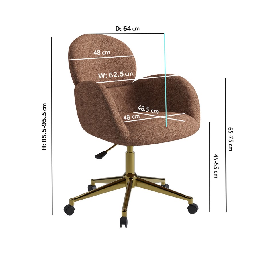ALMOST PERFECT - Brown Boucle Swivel Office Chair - Joelle