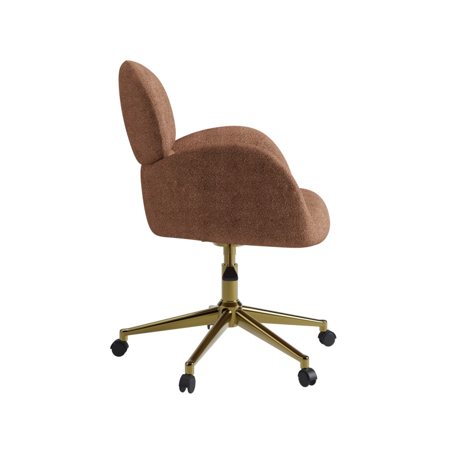 ALMOST PERFECT - Brown Boucle Swivel Office Chair - Joelle
