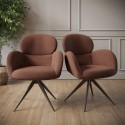 JLE005 Set of 2 Brown Boucle Swivel Dining Chairs - Joelle