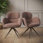 Set of 2 Rust Boucle Swivel Dining Chairs - Joelle