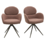 Set of 2 Rust Boucle Swivel Dining Chairs - Joelle