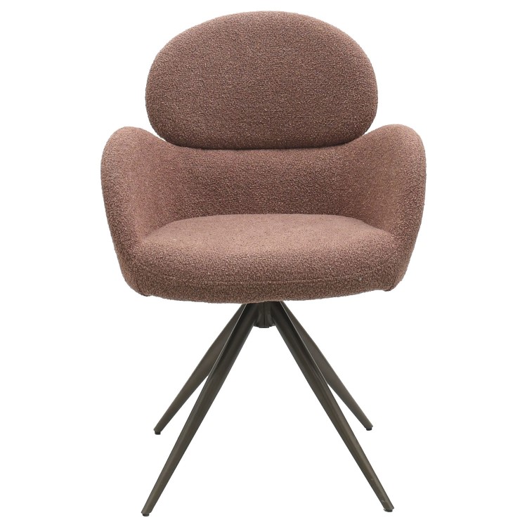 Set of 6 Rust Boucle Swivel Dining Chairs - Joelle