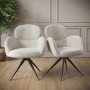 Set of 2 Beige Boucle Swivel Dining Chairs - Joelle