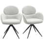 Set of 2 Beige Boucle Swivel Dining Chairs - Joelle