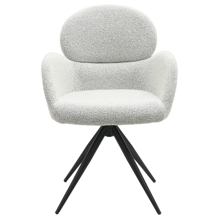 Set of 6 Beige Boucle Swivel Dining Chairs - Joelle