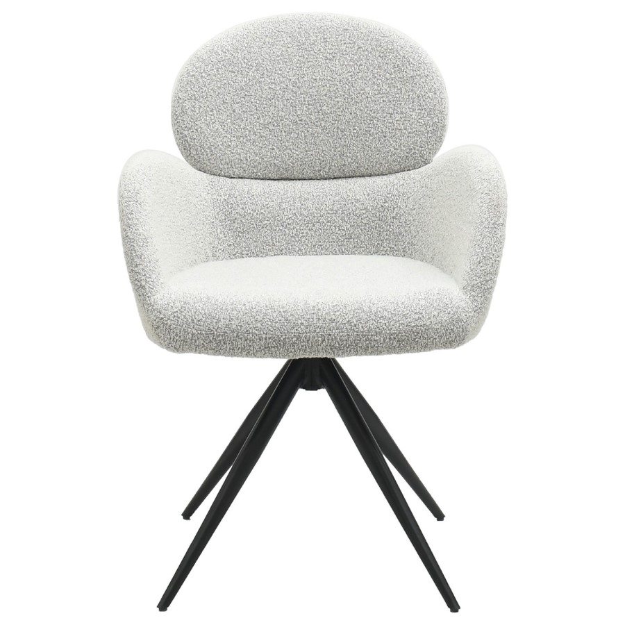 Set of 2 Beige Boucle Swivel Dining Chairs - Joelle