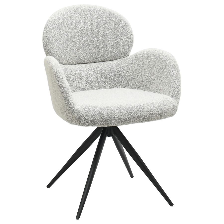 Set of 2 Beige Boucle Swivel Dining Chairs - Joelle