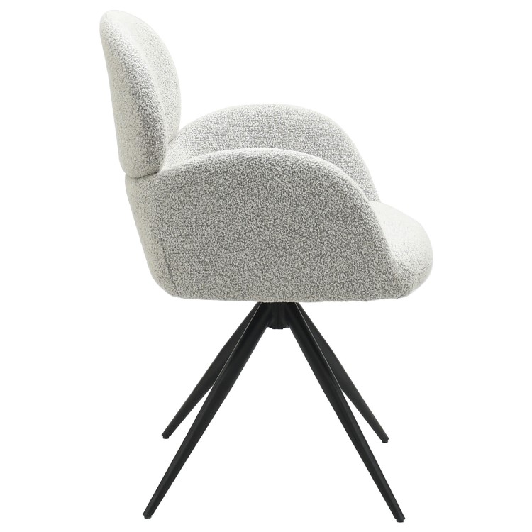 Set of 6 Beige Boucle Swivel Dining Chairs - Joelle