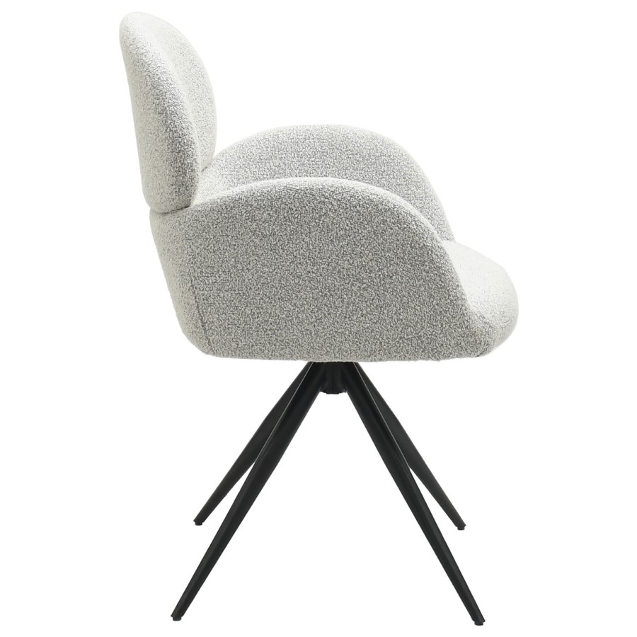 Set of 2 Beige Boucle Swivel Dining Chairs - Joelle
